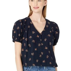 Madewell Corduroy Crop Bubble Sleeve Top